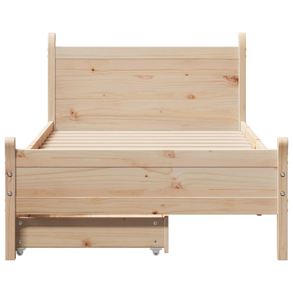 vidaXL Cadru de pat fără saltea, 75x190 cm, lemn masiv de pin