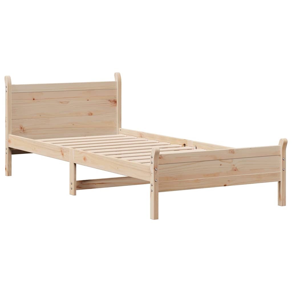 vidaXL Cadru de pat fără saltea, 75x190 cm, lemn masiv de pin