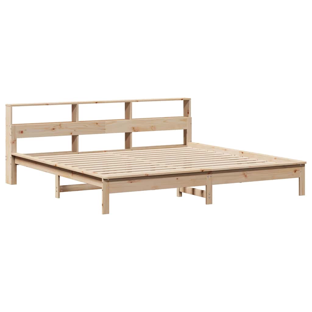 vidaXL Pat cu bibliotecă fără saltea, 200x200 cm, lemn masiv de pin