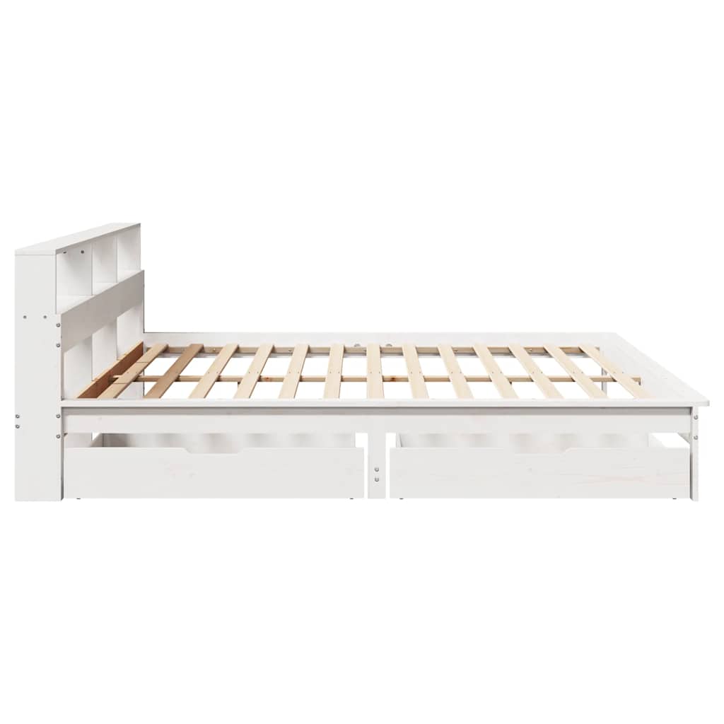 vidaXL Pat cu bibliotecă fără saltea, 180x200 cm, lemn masiv de pin