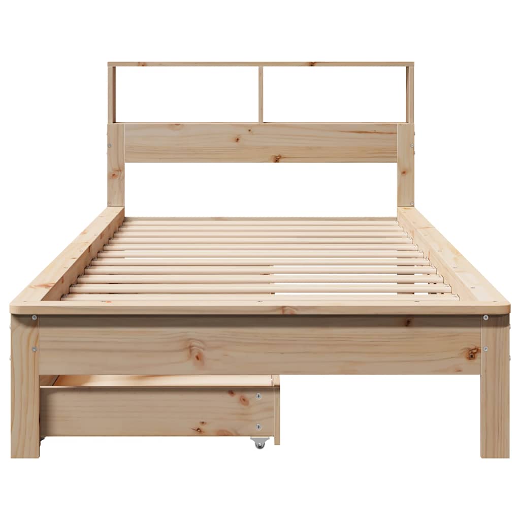 vidaXL Pat cu bibliotecă fără saltea, 90x190 cm, lemn masiv de pin vidaXL Pat cu bibliotecă fără saltea, 90x190 cm, lemn masiv de pin