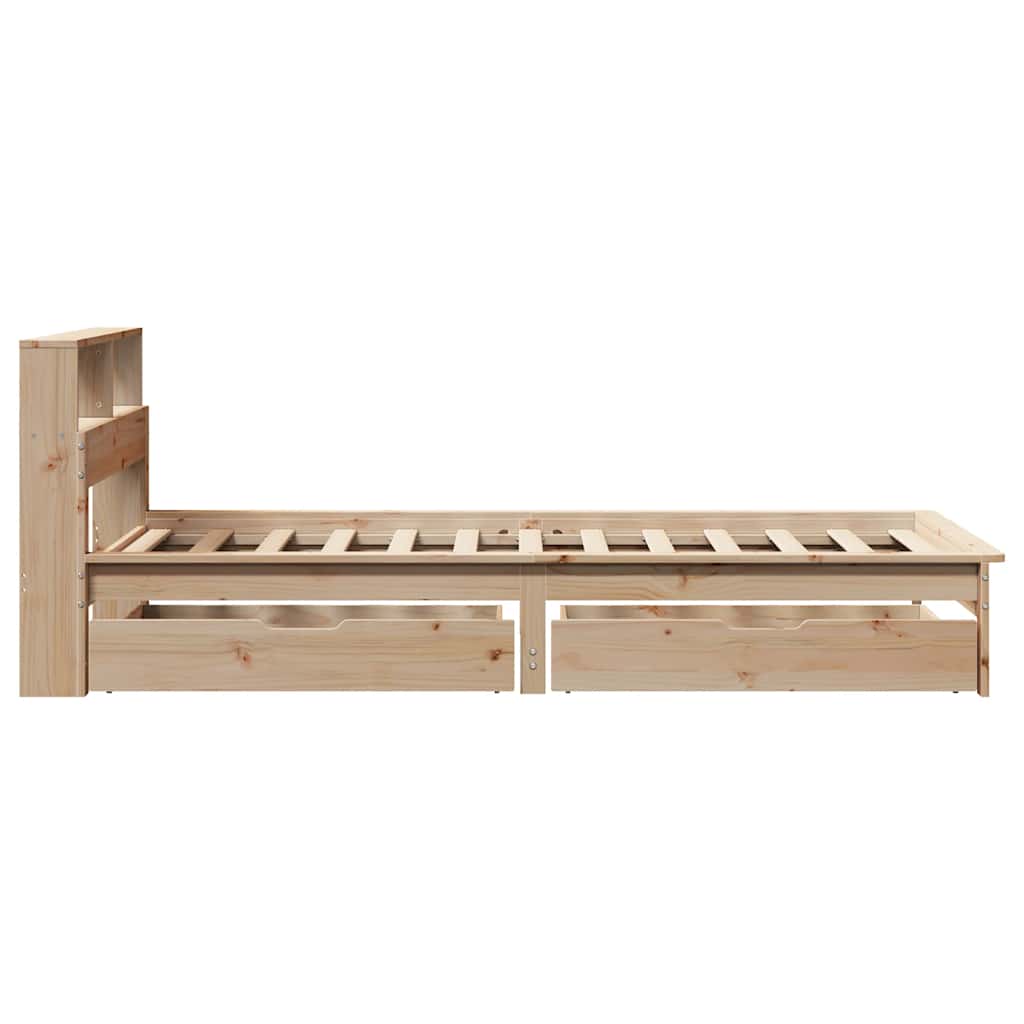 vidaXL Pat cu bibliotecă fără saltea, 90x190 cm, lemn masiv de pin vidaXL Pat cu bibliotecă fără saltea, 90x190 cm, lemn masiv de pin