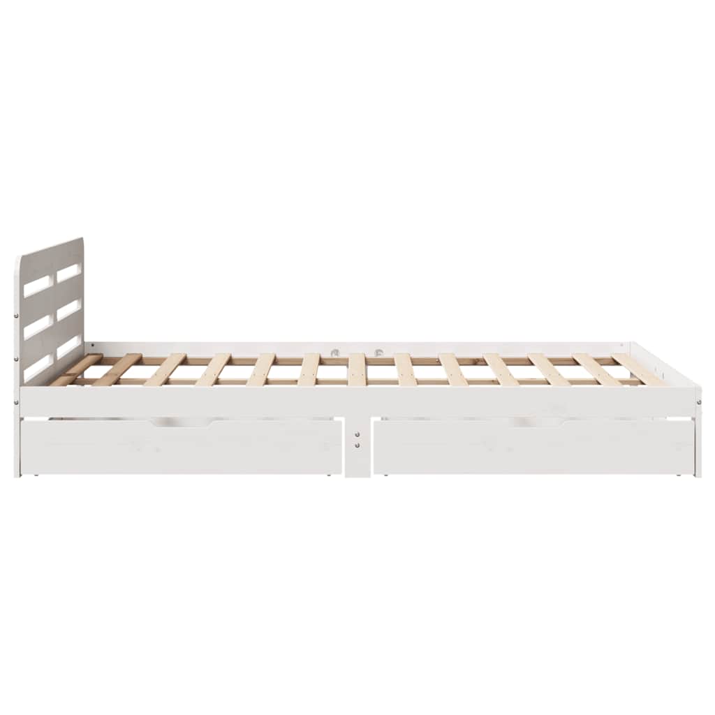 vidaXL Cadru de pat fără saltea, alb, 135x190 cm, lemn masiv de pin