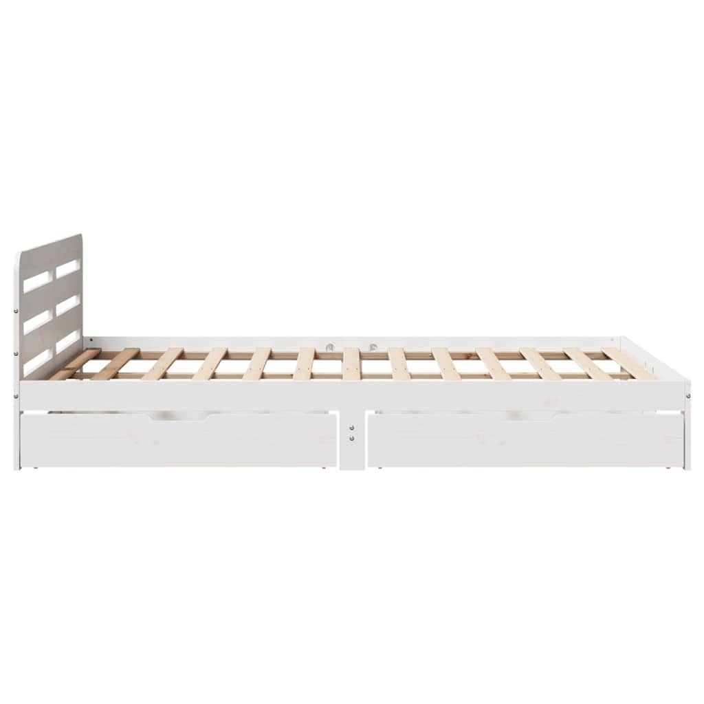 vidaXL Cadru de pat fără saltea, alb, 140x190 cm, lemn masiv de pin vidaXL Cadru de pat fără saltea, alb, 140x190 cm, lemn masiv de pin