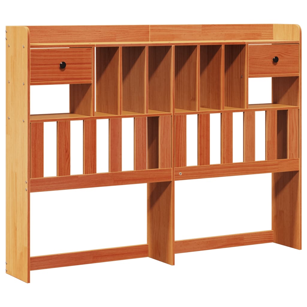 vidaXL Pat cu bibliotecă fără saltea maro 150x200 cm lemn masiv de pin