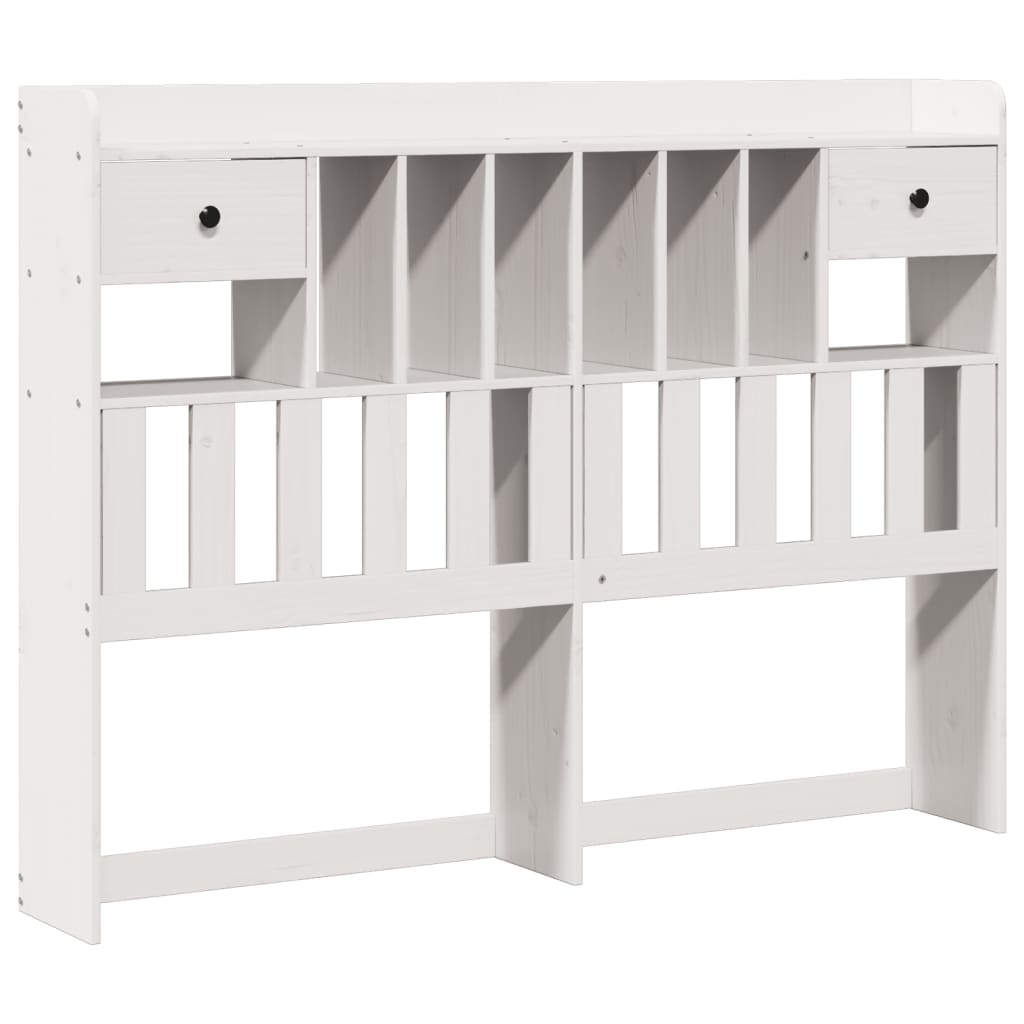 vidaXL Pat cu bibliotecă fără saltea, alb, 160x200 cm, lemn masiv pin
