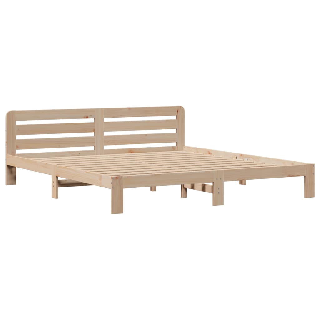 vidaXL Pat cu bibliotecă fără saltea, 180x200 cm, lemn masiv de pin