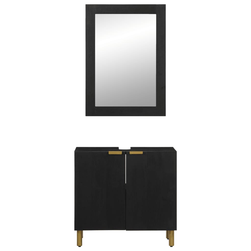 vidaXL Set mobilier de baie, 2 piese, negru, lemn compozit vidaXL Set mobilier de baie, 2 piese, negru, lemn compozit