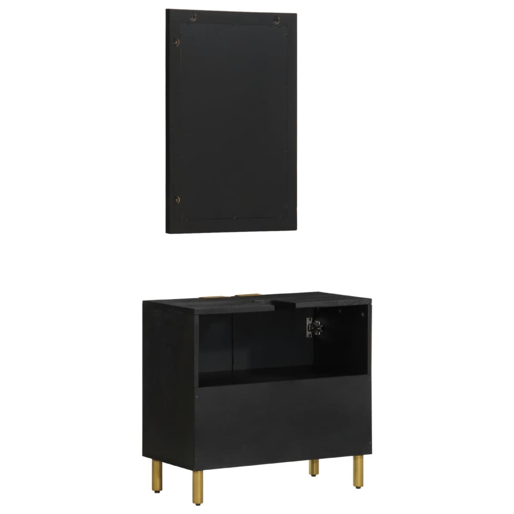 vidaXL Set mobilier de baie, 2 piese, negru, lemn compozit vidaXL Set mobilier de baie, 2 piese, negru, lemn compozit