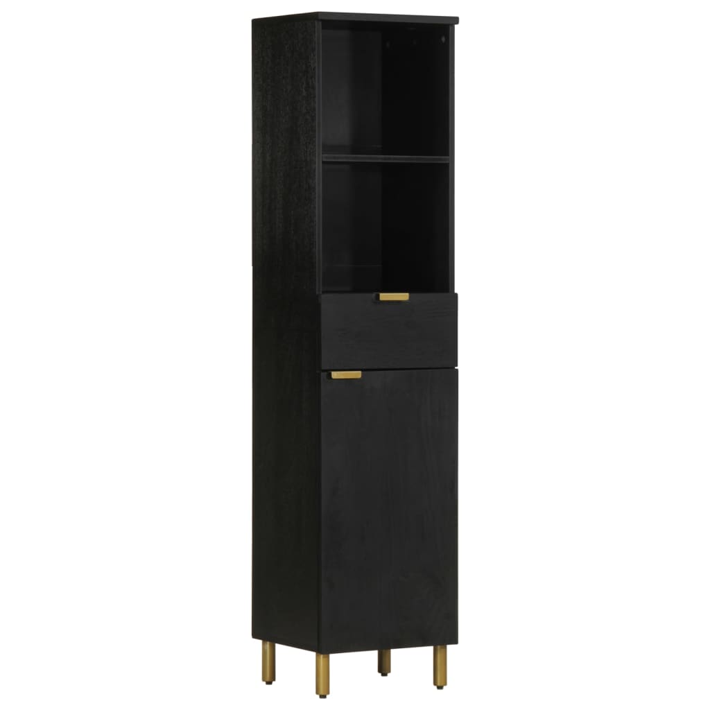 vidaXL Set mobilier de baie, 3 piese, negru, lemn compozit vidaXL Set mobilier de baie, 3 piese, negru, lemn compozit