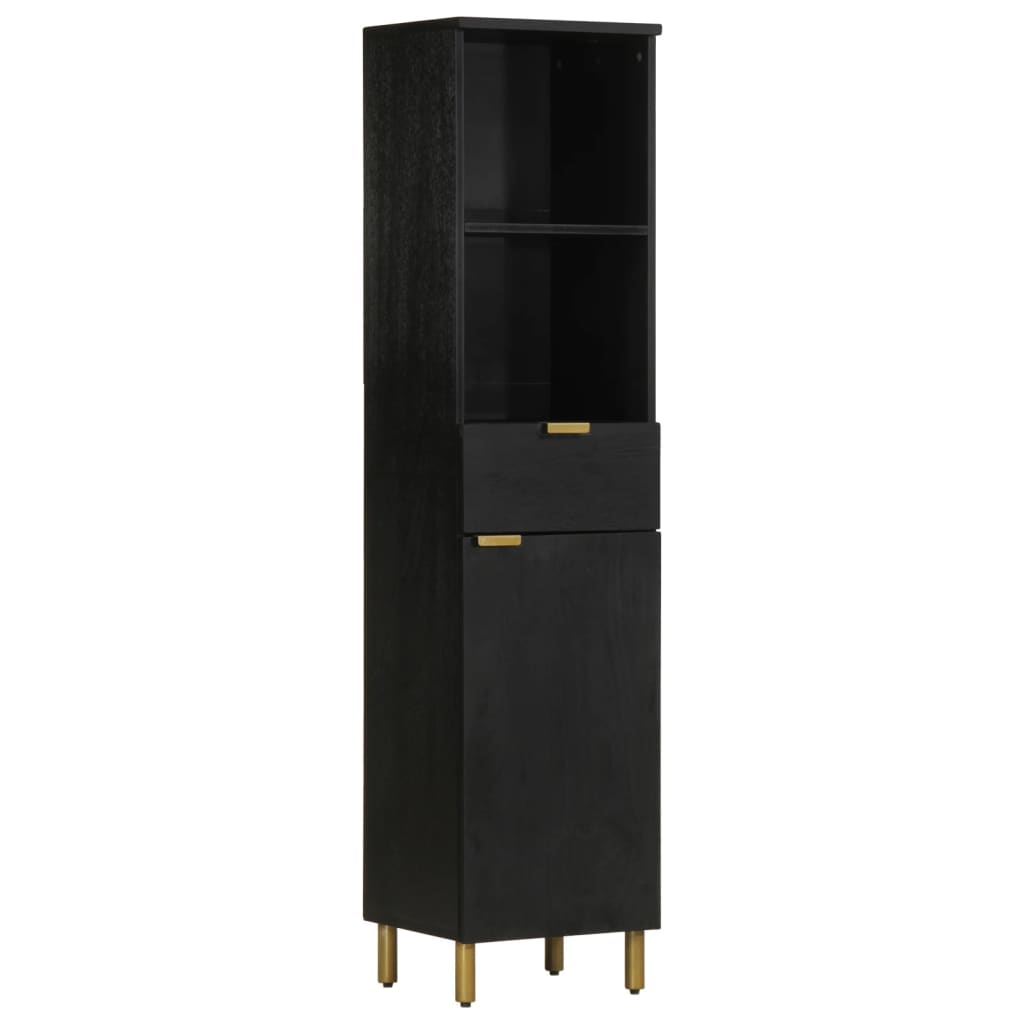 vidaXL Set mobilier de baie, 4 piese, negru, lemn prelucrat
