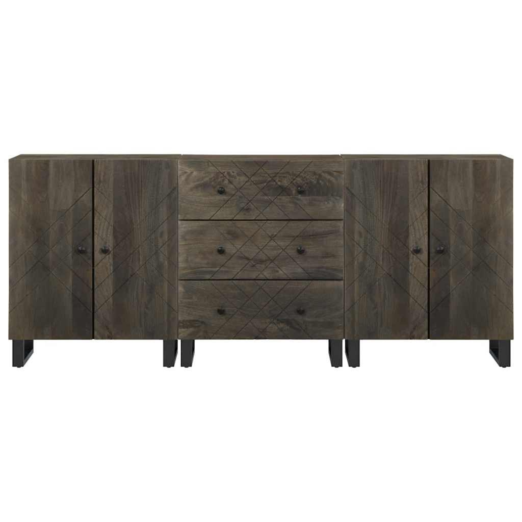 vidaXL Bufete 3 buc Negru 60x33x75 cm lemn masiv de mango