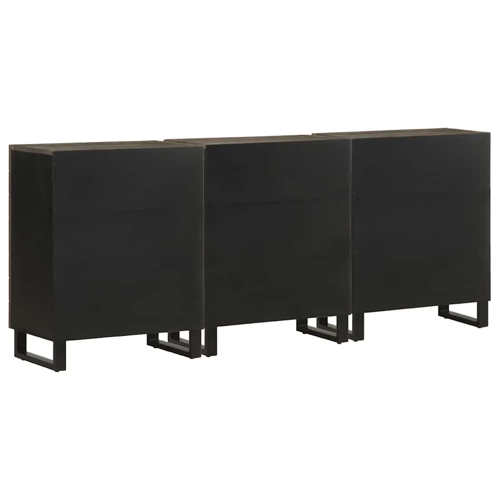 vidaXL Bufete 3 buc Negru 60x33x75 cm lemn masiv de mango