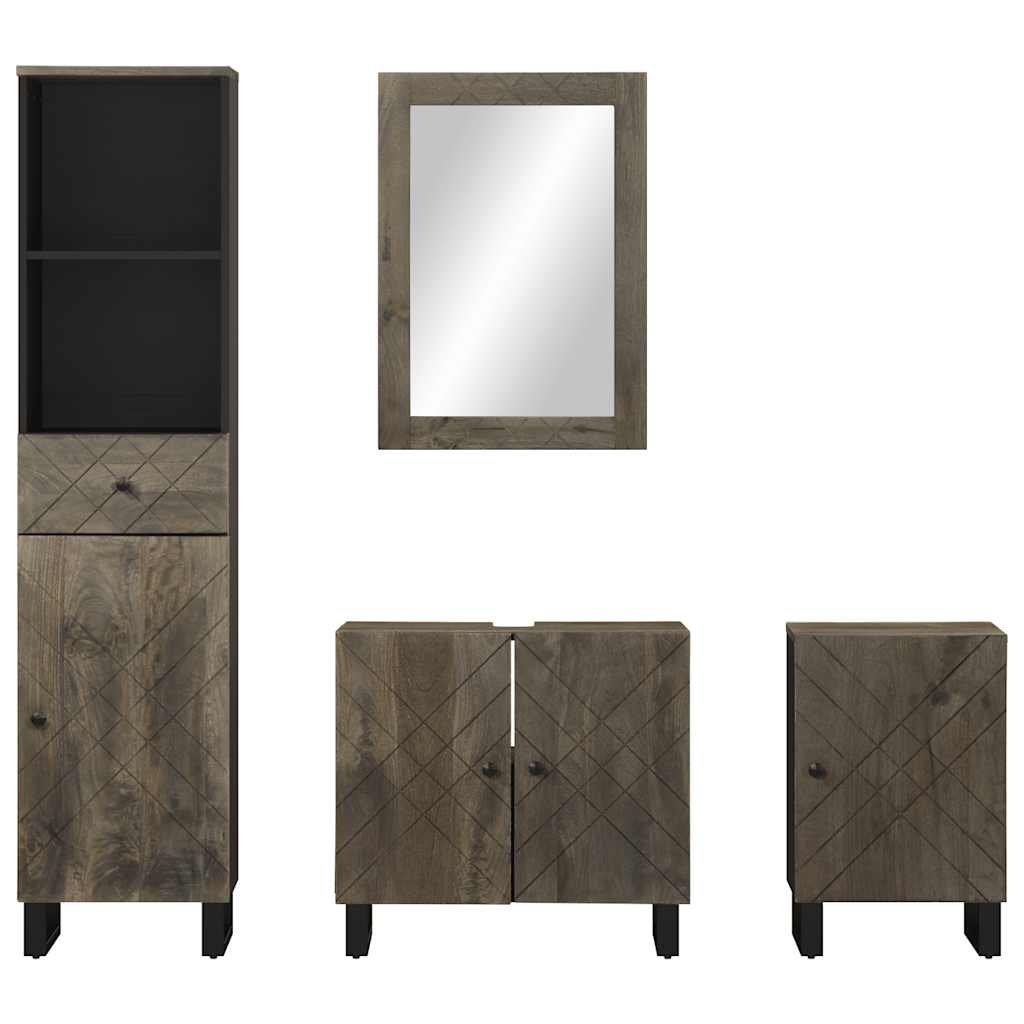 vidaXL Set de mobilier de baie 4 piese din lemn masiv de mango negru vidaXL Set de mobilier de baie 4 piese din lemn masiv de mango negru