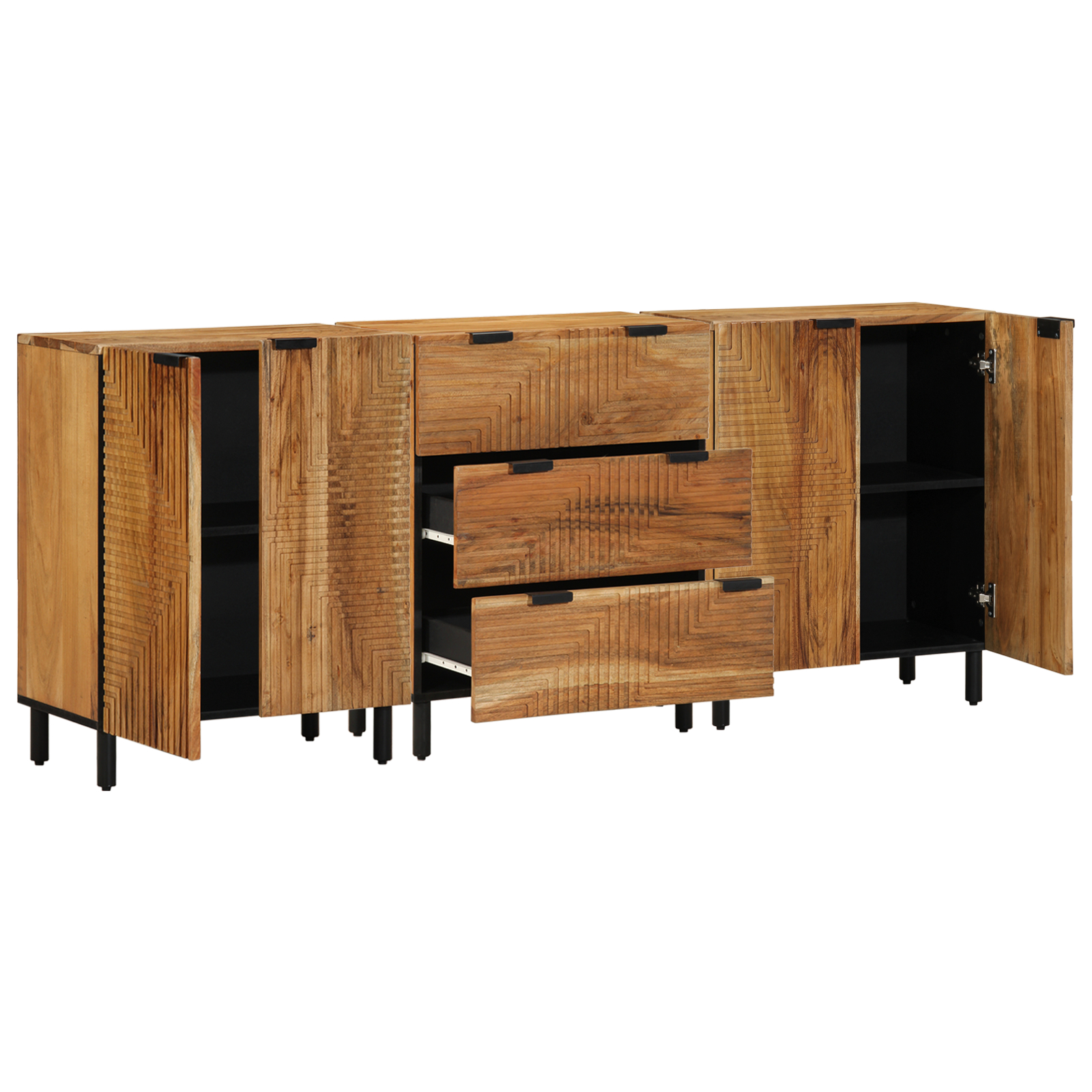 vidaXL Bufet 3 pcs Maro 60 x 33 x 75 cm Lemn masiv de acacia vidaXL Bufet 3 pcs Maro 60 x 33 x 75 cm Lemn masiv de acacia
