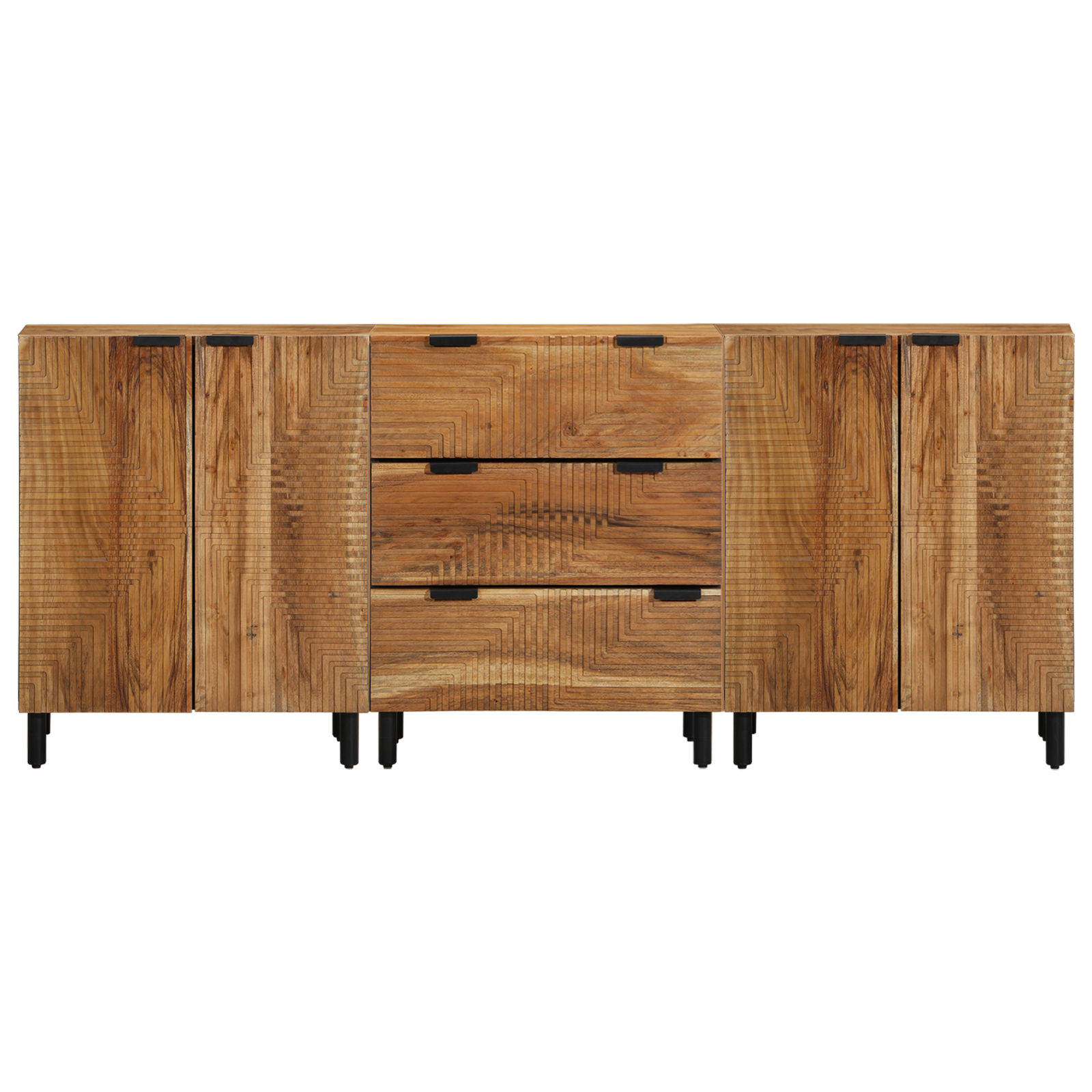 vidaXL Bufet 3 pcs Maro 60 x 33 x 75 cm Lemn masiv de acacia vidaXL Bufet 3 pcs Maro 60 x 33 x 75 cm Lemn masiv de acacia