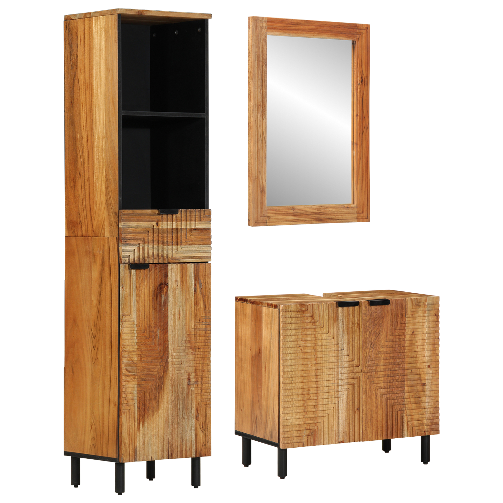 vidaXL Set de Mobilă pentru Baie 3 Piese Brown Lemn Solid de Acacia vidaXL Set de Mobilă pentru Baie 3 Piese Brown Lemn Solid de Acacia