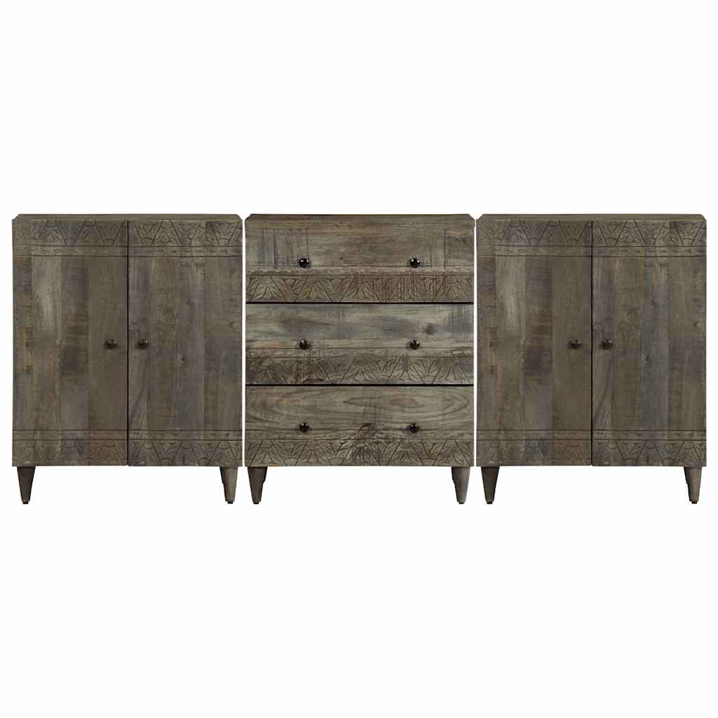 vidaXL Bufete 3 piese gri deschis 60x33,5x75 cm lemn masiv de mango vidaXL Bufete 3 piese gri deschis 60x33,5x75 cm lemn masiv de mango