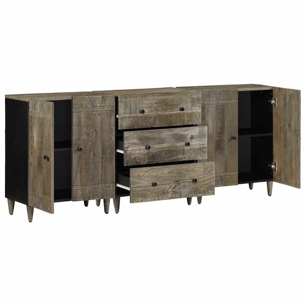 vidaXL Bufete 3 piese gri deschis 60x33,5x75 cm lemn masiv de mango vidaXL Bufete 3 piese gri deschis 60x33,5x75 cm lemn masiv de mango