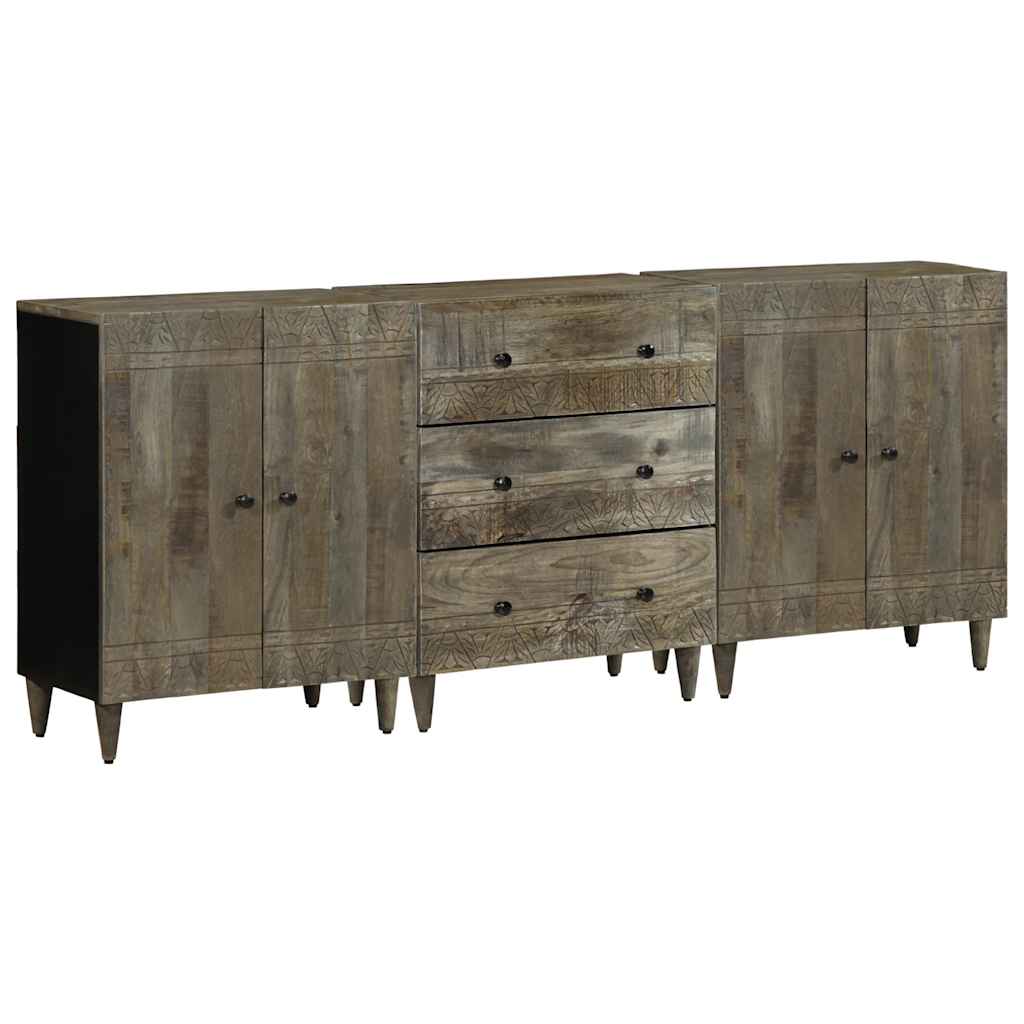 vidaXL Bufete 3 piese gri deschis 60x33,5x75 cm lemn masiv de mango vidaXL Bufete 3 piese gri deschis 60x33,5x75 cm lemn masiv de mango