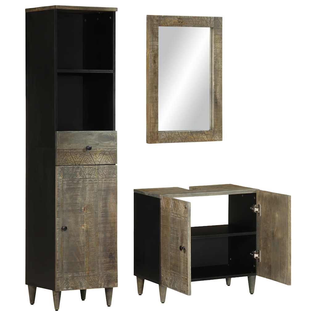 vidaXL Set mobilier de baie, 3 piese, lemn masiv de mango vidaXL Set mobilier de baie, 3 piese, lemn masiv de mango