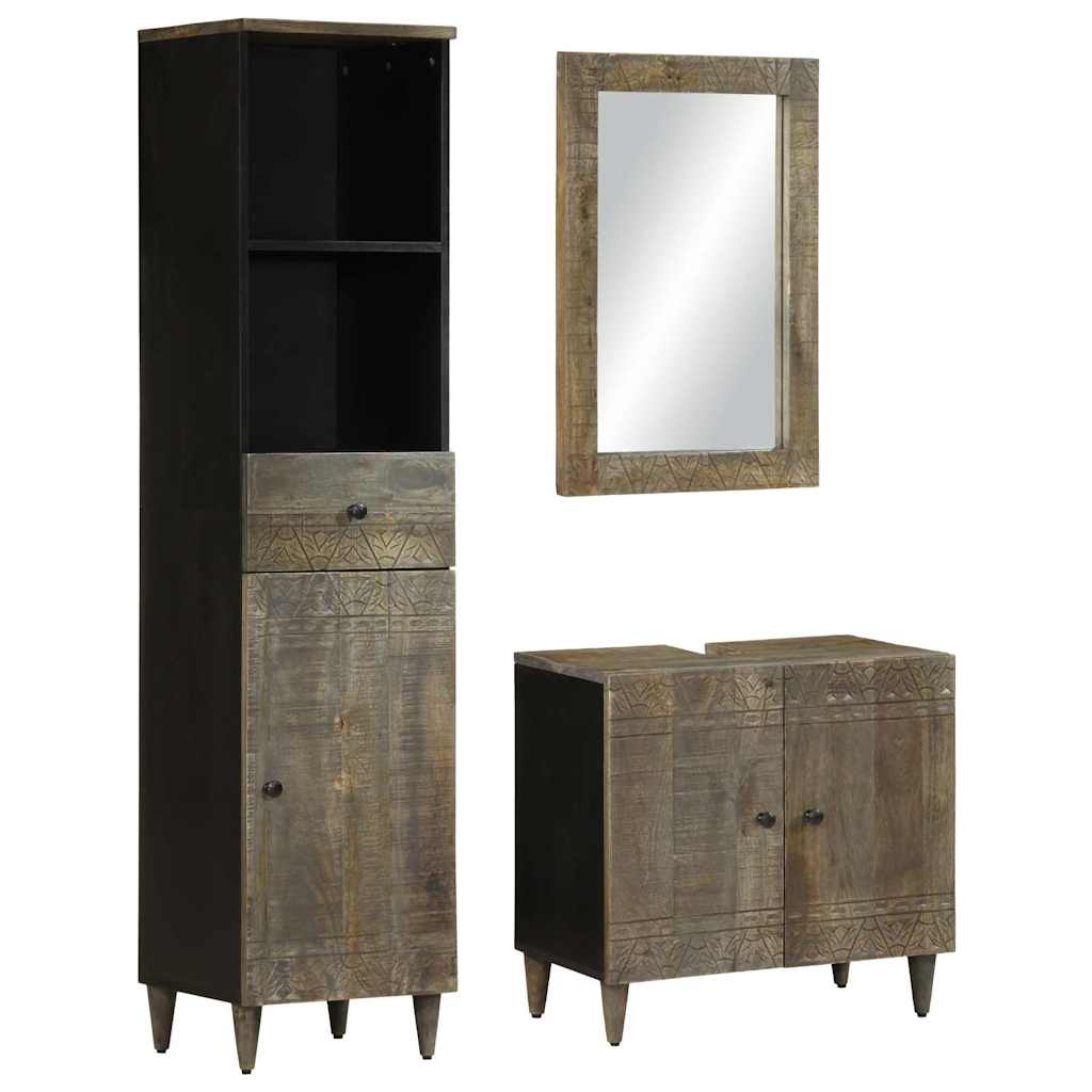 vidaXL Set mobilier de baie, 3 piese, lemn masiv de mango vidaXL Set mobilier de baie, 3 piese, lemn masiv de mango