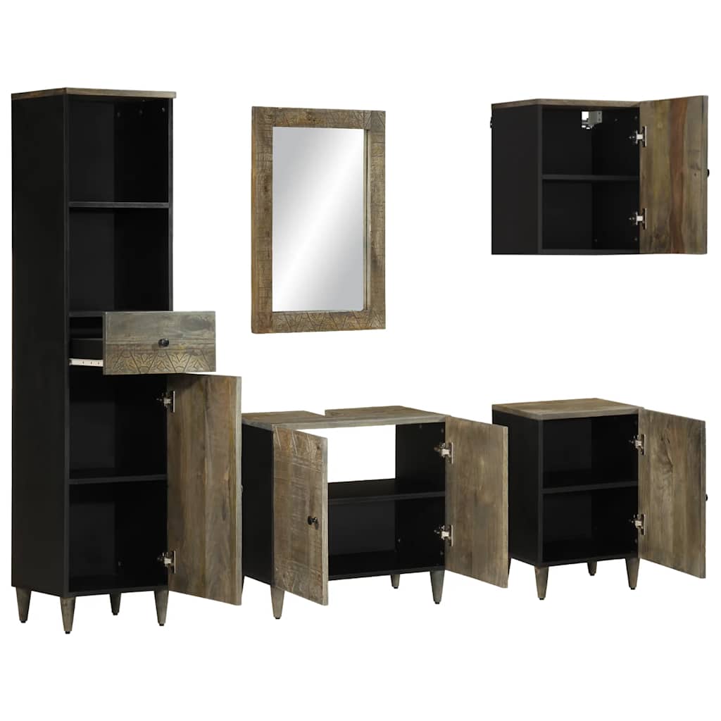 vidaXL Set mobilier de baie, 5 piese, lemn masiv de mango