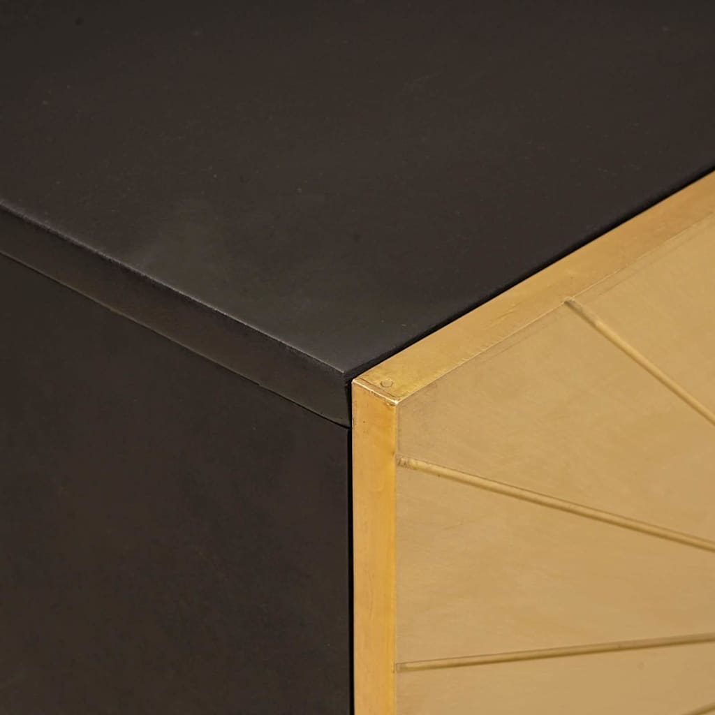 vidaXL Set dulap baie cu raft 2 pcs Negru și Aur Lemn de mango solid