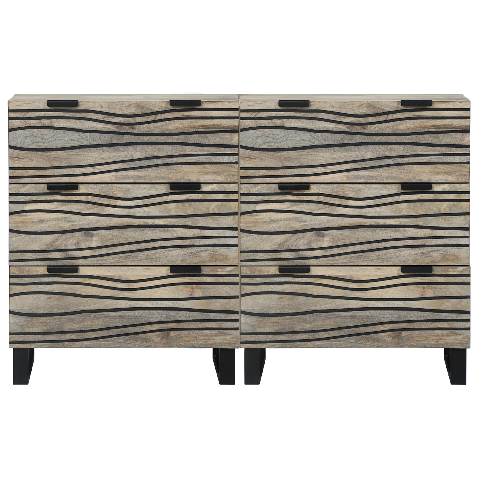 vidaXL Bufeturi 2 pcs Alb 60 x 33.5 x 75 cm Lemn masiv de mango