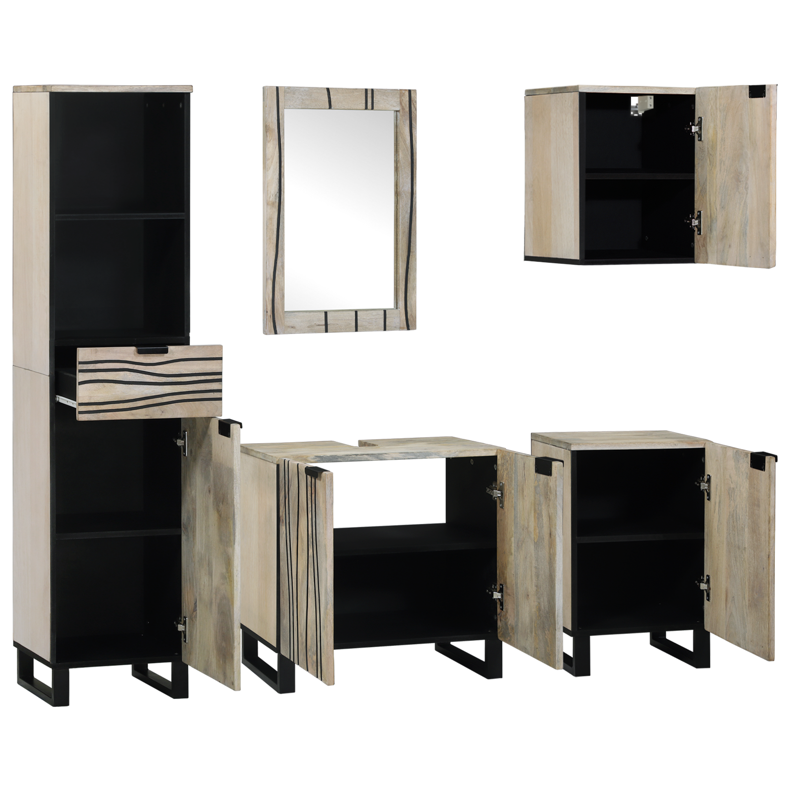 vidaXL Set de mobilier pentru baie cu sertar 5 pcs Lemn de nuc maro vidaXL Set de mobilier pentru baie cu sertar 5 pcs Lemn de nuc maro