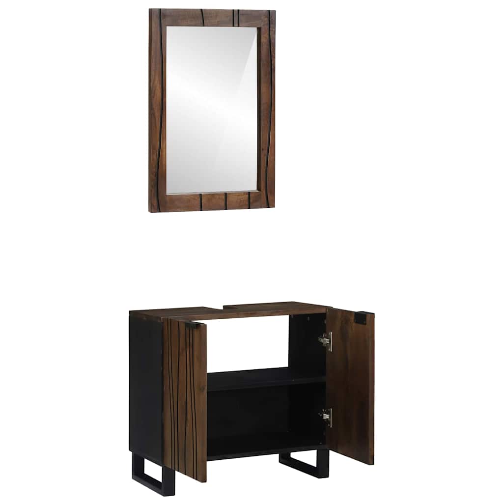 vidaXL Set de mobilier pentru baie cu ușă 2 pcs Maro Nuc Lemn compozit