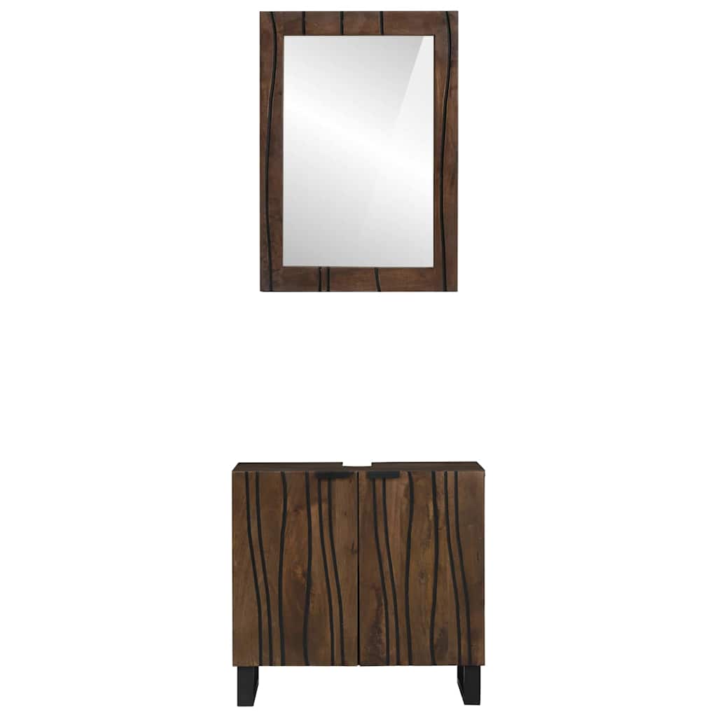 vidaXL Set de mobilier pentru baie cu ușă 2 pcs Maro Nuc Lemn compozit