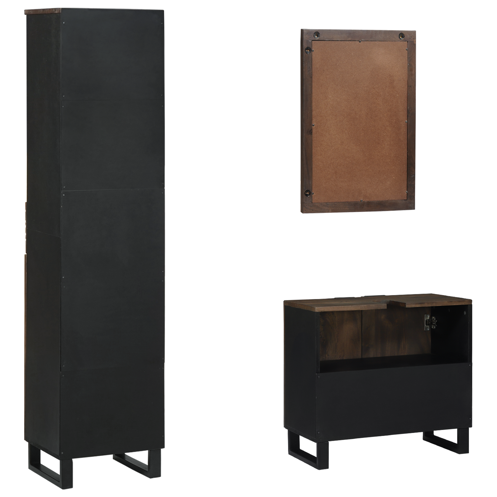 vidaXL Set de mobilier pentru baie cu sertar 3 pcs Lemn de nuc maro vidaXL Set de mobilier pentru baie cu sertar 3 pcs Lemn de nuc maro
