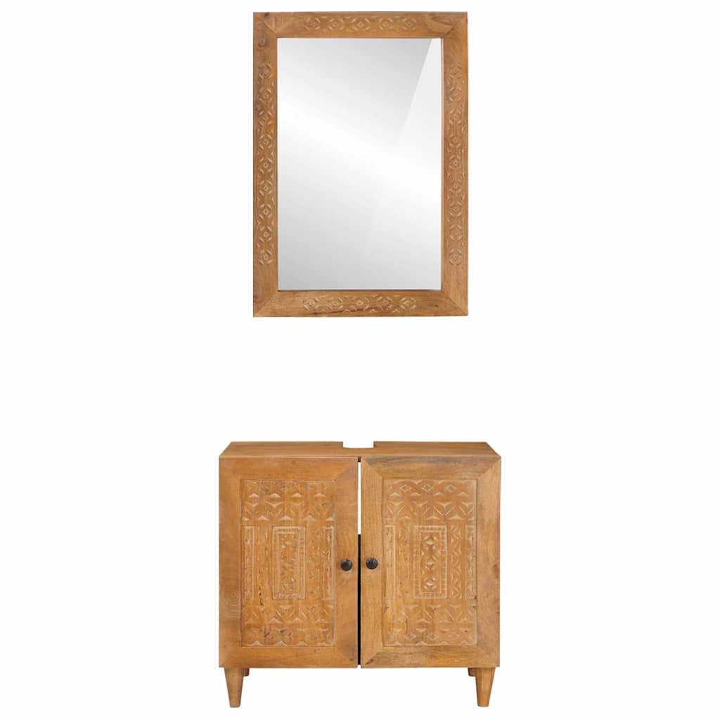 vidaXL Set de mobilier pentru baie cu raft 2 pcs Maro Lemn compozit