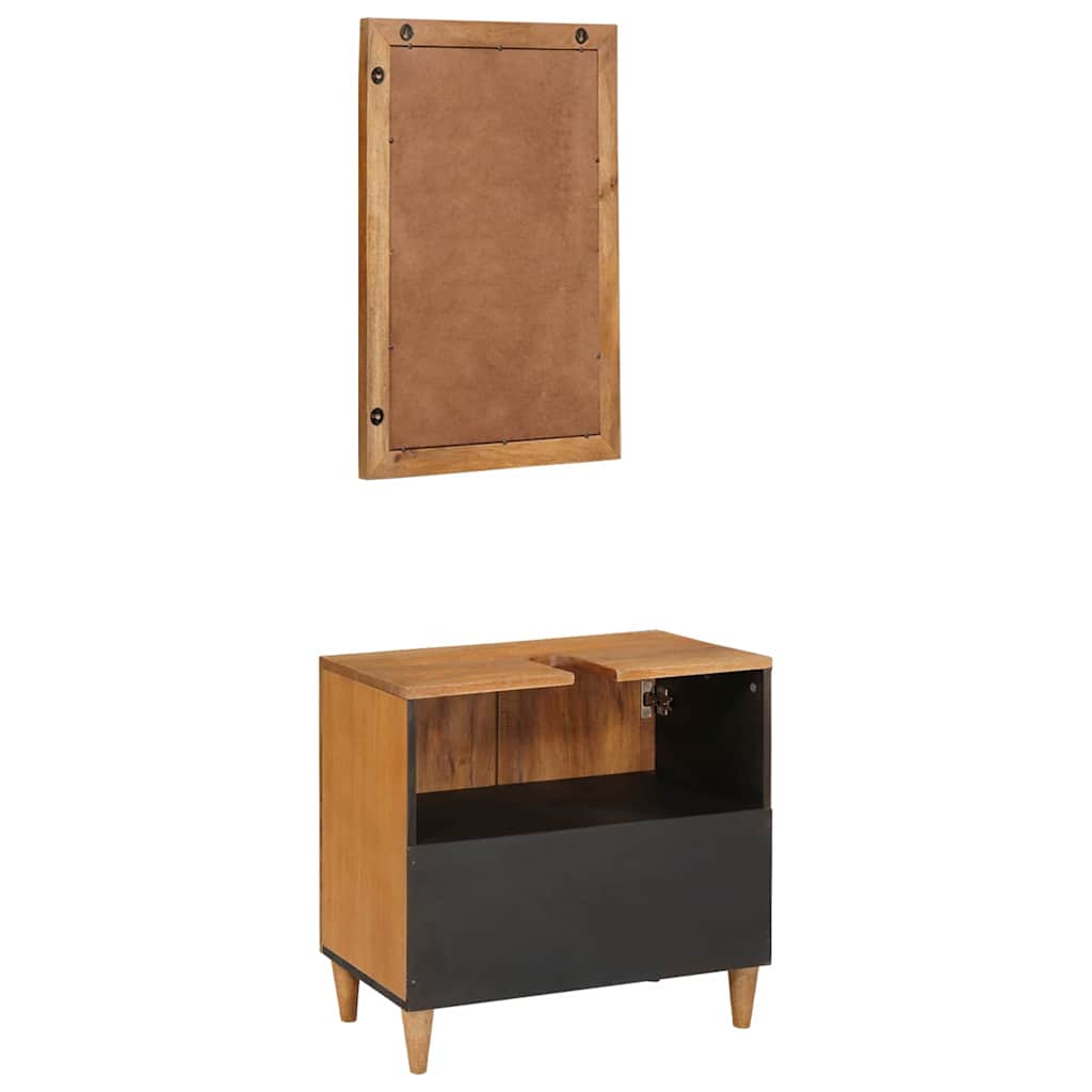 vidaXL Set de mobilier pentru baie cu raft 2 pcs Maro Lemn compozit