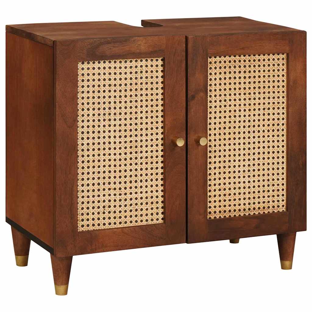 vidaXL Dulap de Baie cu sertar 5 pcs Maro și negru Lemn de mango solid