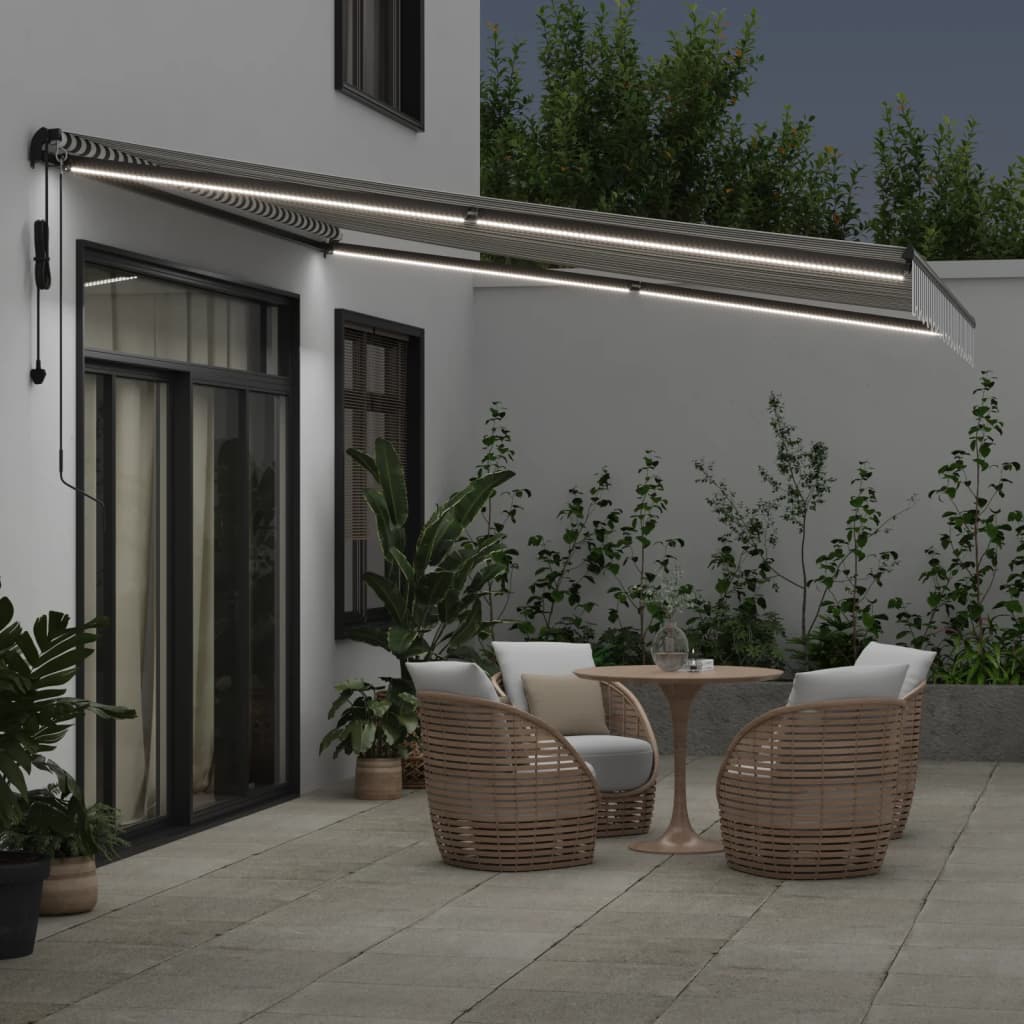 vidaXL Copertină retractabilă automat cu LED, antracit/alb, 400x300 cm