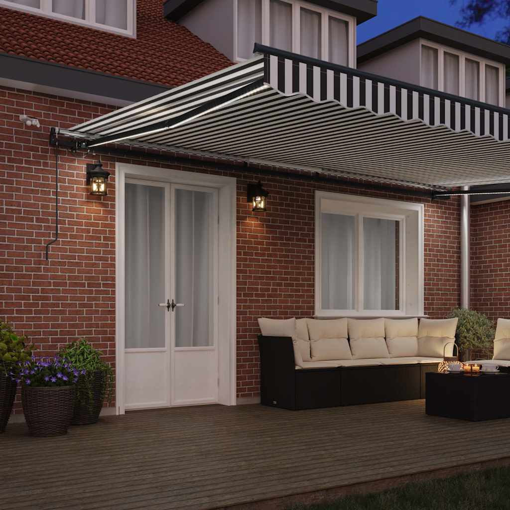 vidaXL Copertină retractabilă automat cu LED, antracit/alb, 500x300 cm