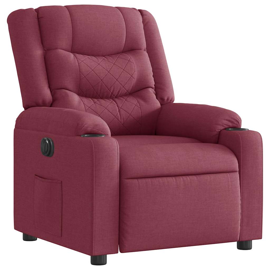 vidaXL Fotoliu rabatabil electric, roșu vin, material textil