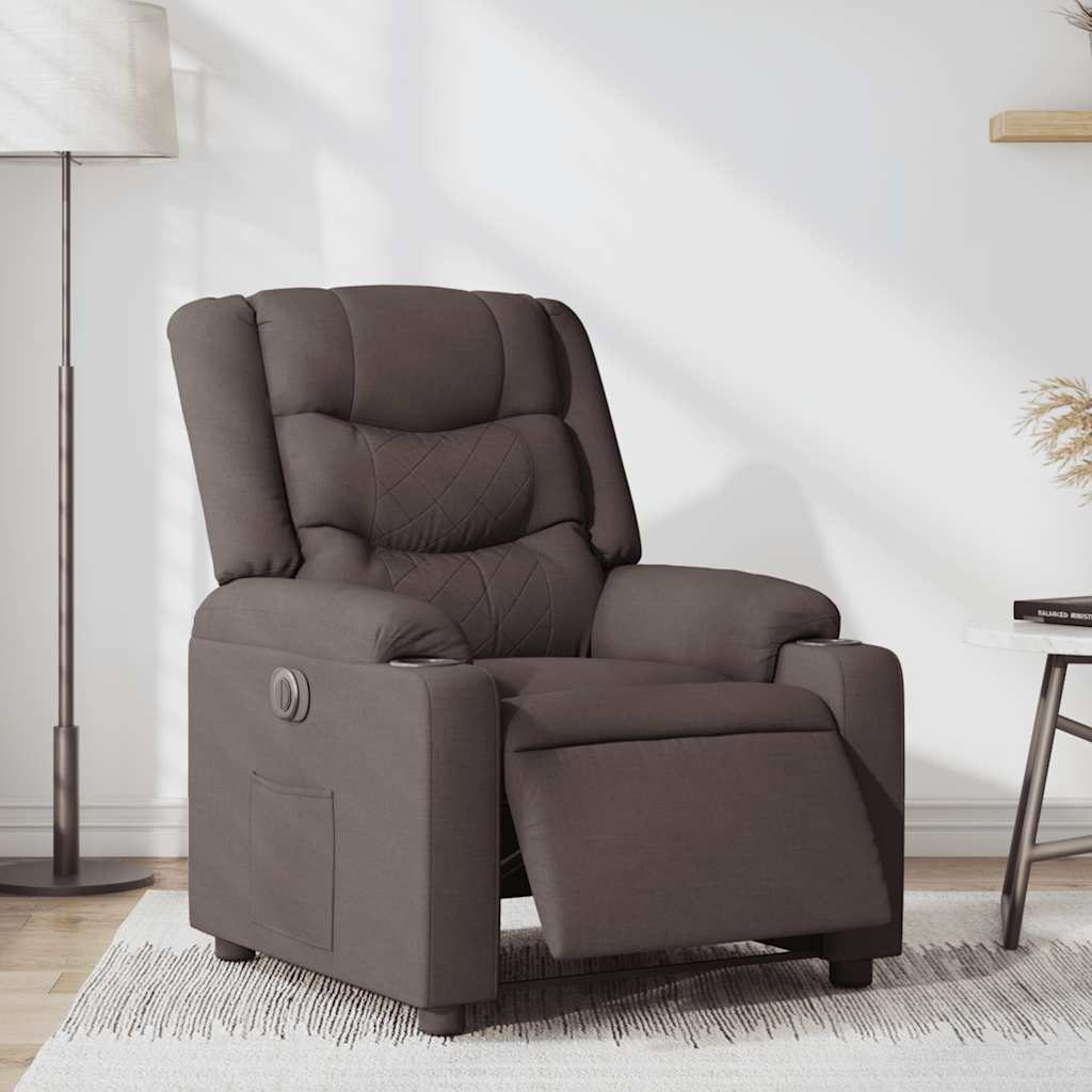 vidaXL Fotoliu rabatabil electric, maro închis, material textil