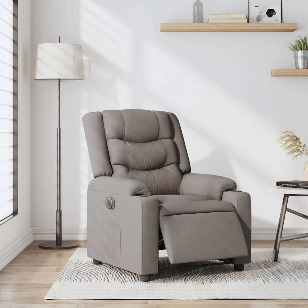 vidaXL Fotoliu rabatabil electric, gri taupe, material textil