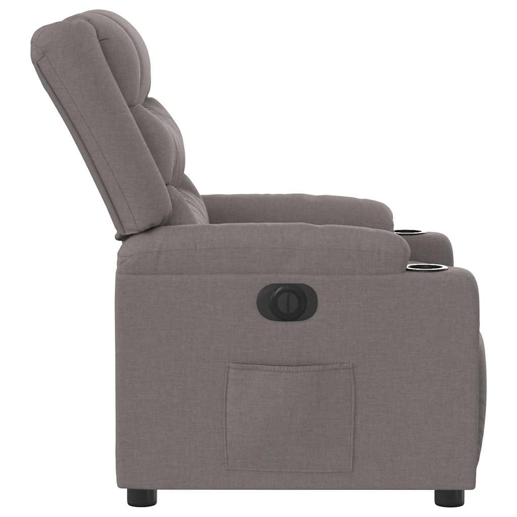 vidaXL Fotoliu rabatabil electric, gri taupe, material textil