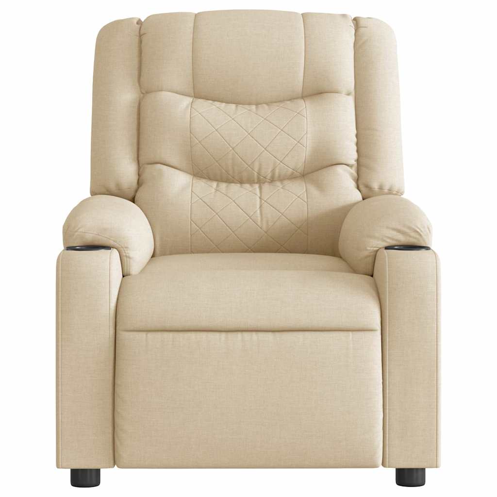 vidaXL Fotoliu rabatabil electric, crem, material textil