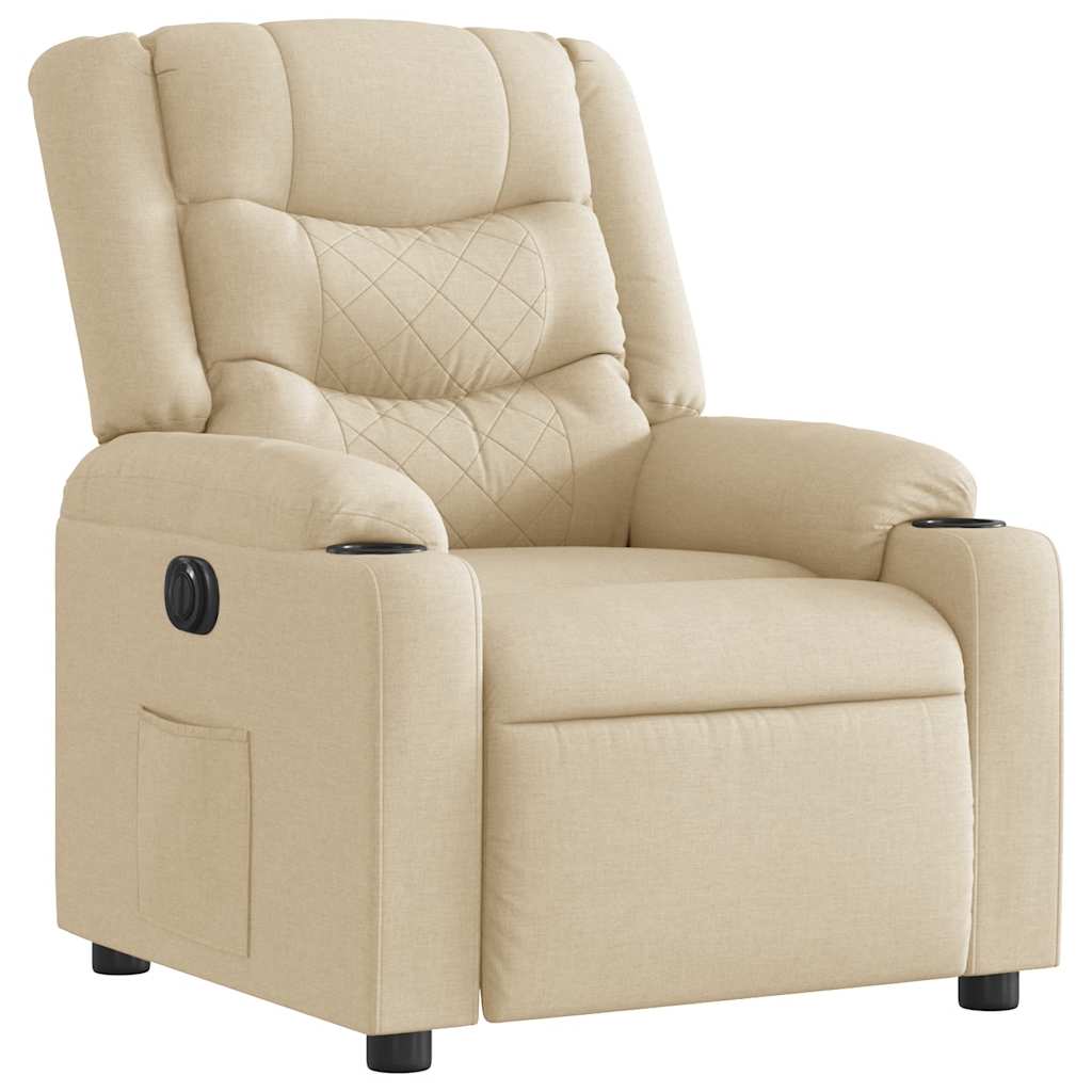 vidaXL Fotoliu rabatabil electric, crem, material textil
