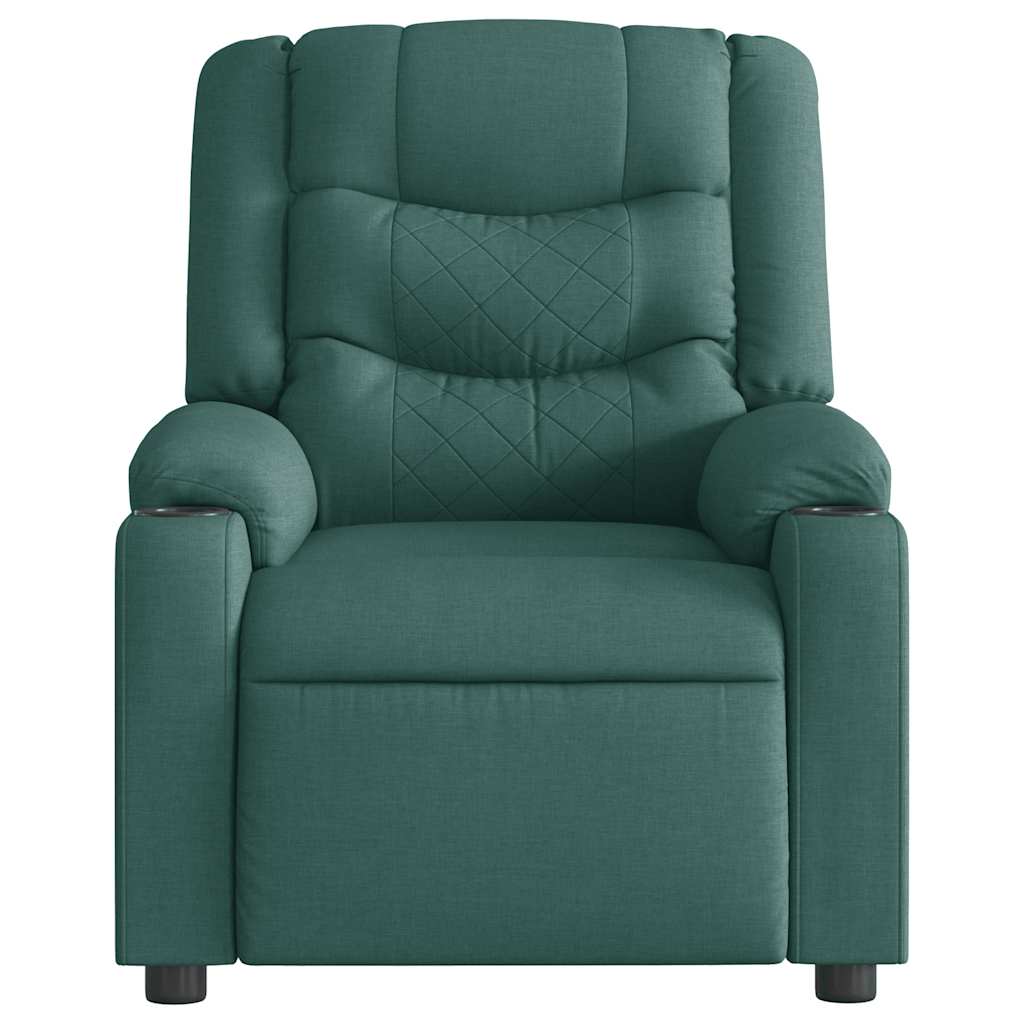 vidaXL Fotoliu electric de masaj rabatabil, verde închis, textil