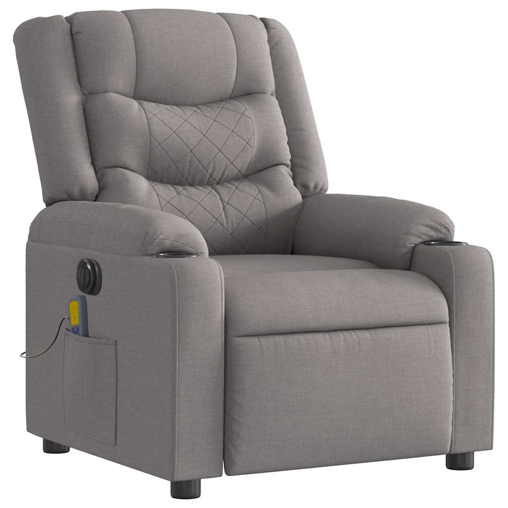 vidaXL Fotoliu electric de masaj rabatabil, gri taupe, textil