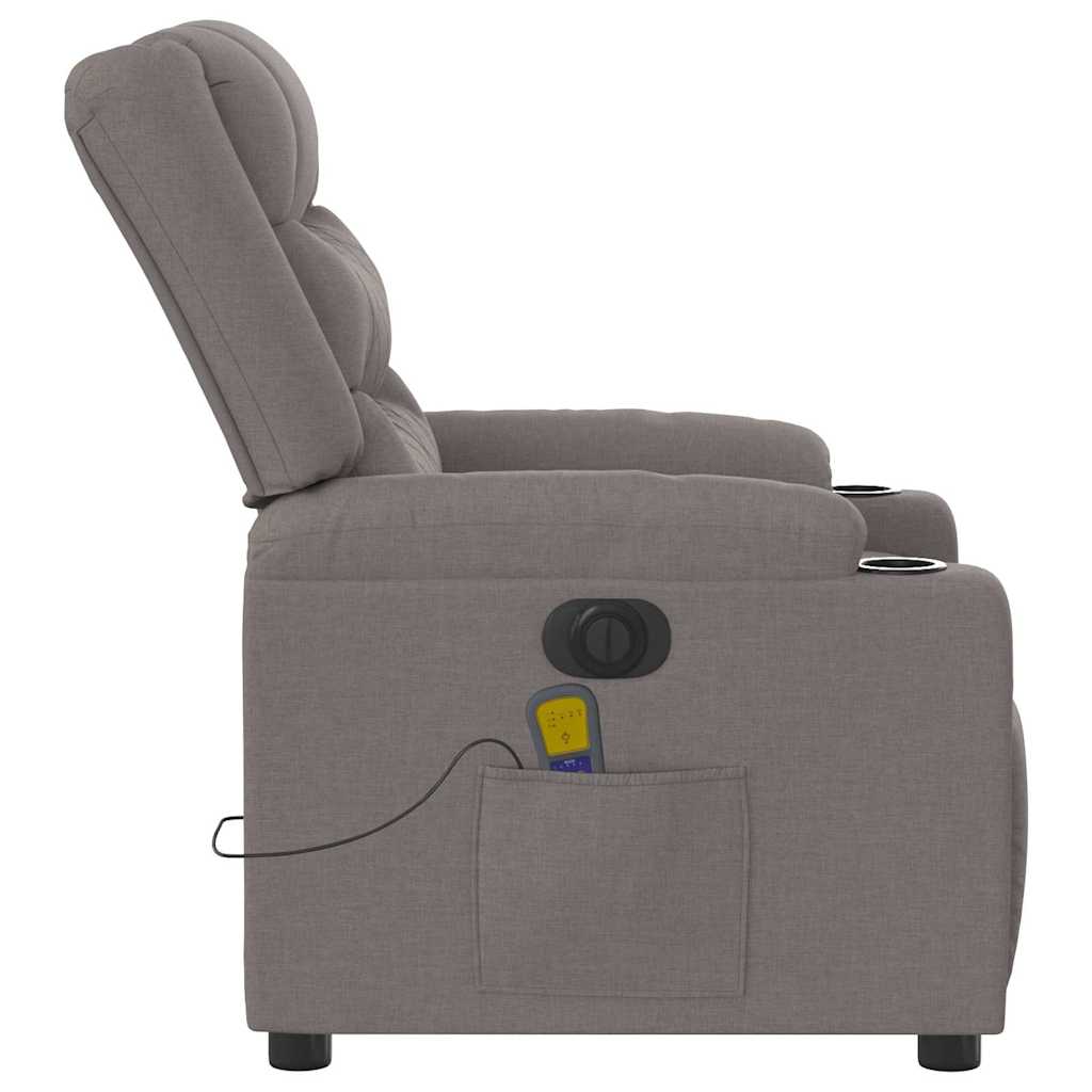vidaXL Fotoliu electric de masaj rabatabil, gri taupe, textil