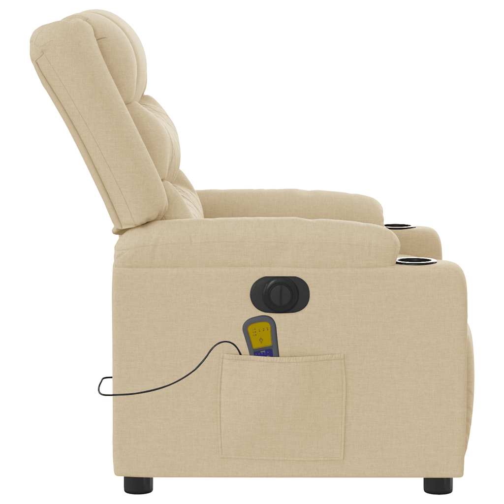vidaXL Fotoliu electric de masaj rabatabil, crem, textil