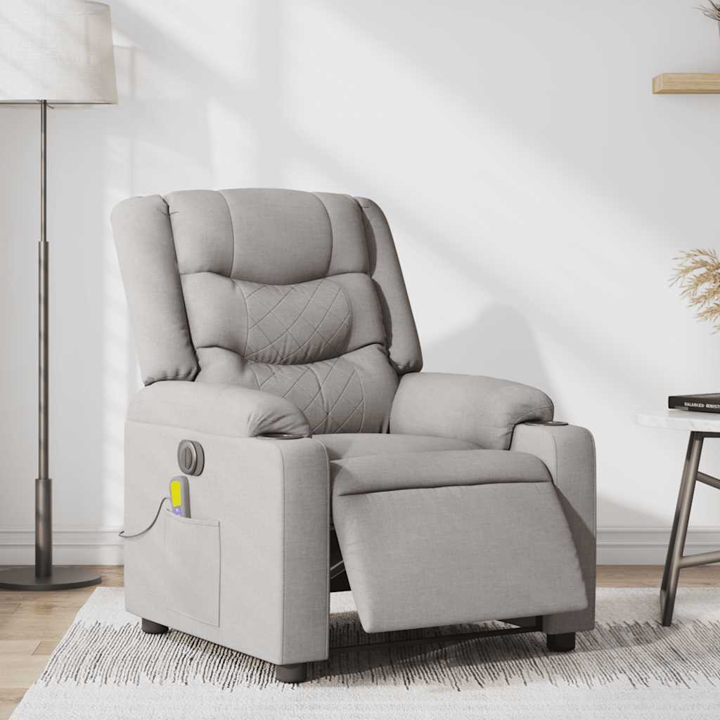 vidaXL Scaun reclinabil electric pentru masaj Cloud Grey Fabric vidaXL Scaun reclinabil electric pentru masaj Cloud Grey Fabric