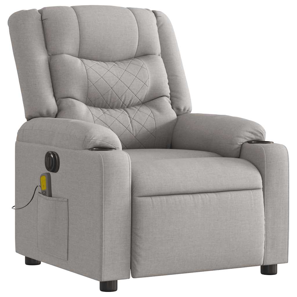 vidaXL Scaun reclinabil electric pentru masaj Cloud Grey Fabric vidaXL Scaun reclinabil electric pentru masaj Cloud Grey Fabric